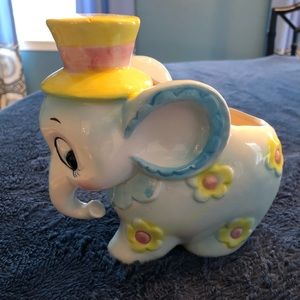Vintage Ceramic Elephant Nursery Planter #5740